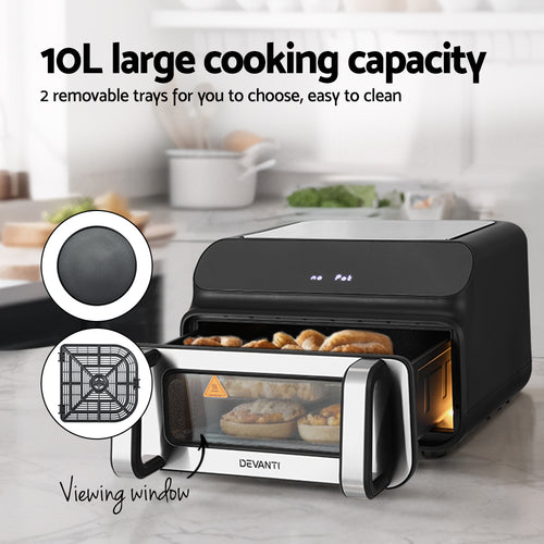 Devanti 10L Large Capacity Air Fryer Oven With LCD Display