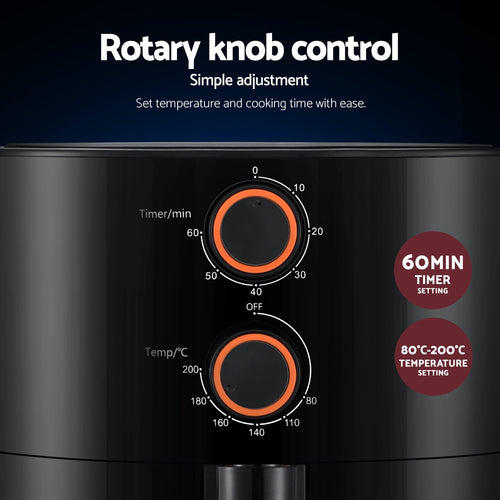 Devanti 4L Air Fryer with Simple Knob Controls 1500W