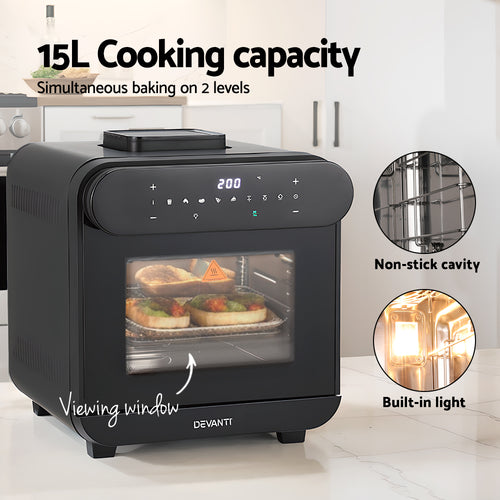 Devanti 15L Steam Air Fryer Oven with Touchscreen 1600W