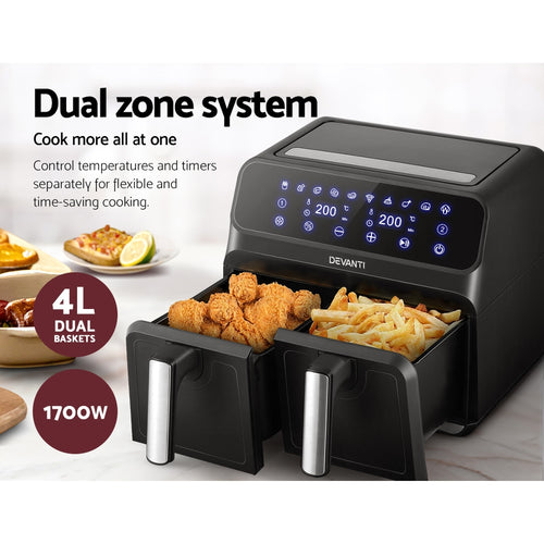 Devanti 8L Air Fryer With Dual Zone