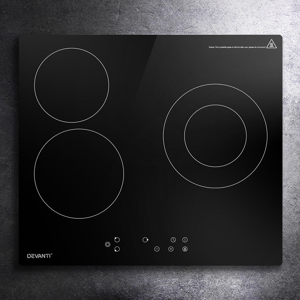 Devanti 60cm Electric Ceramic Cooktop - 4 Burner Touch Control 5200W
