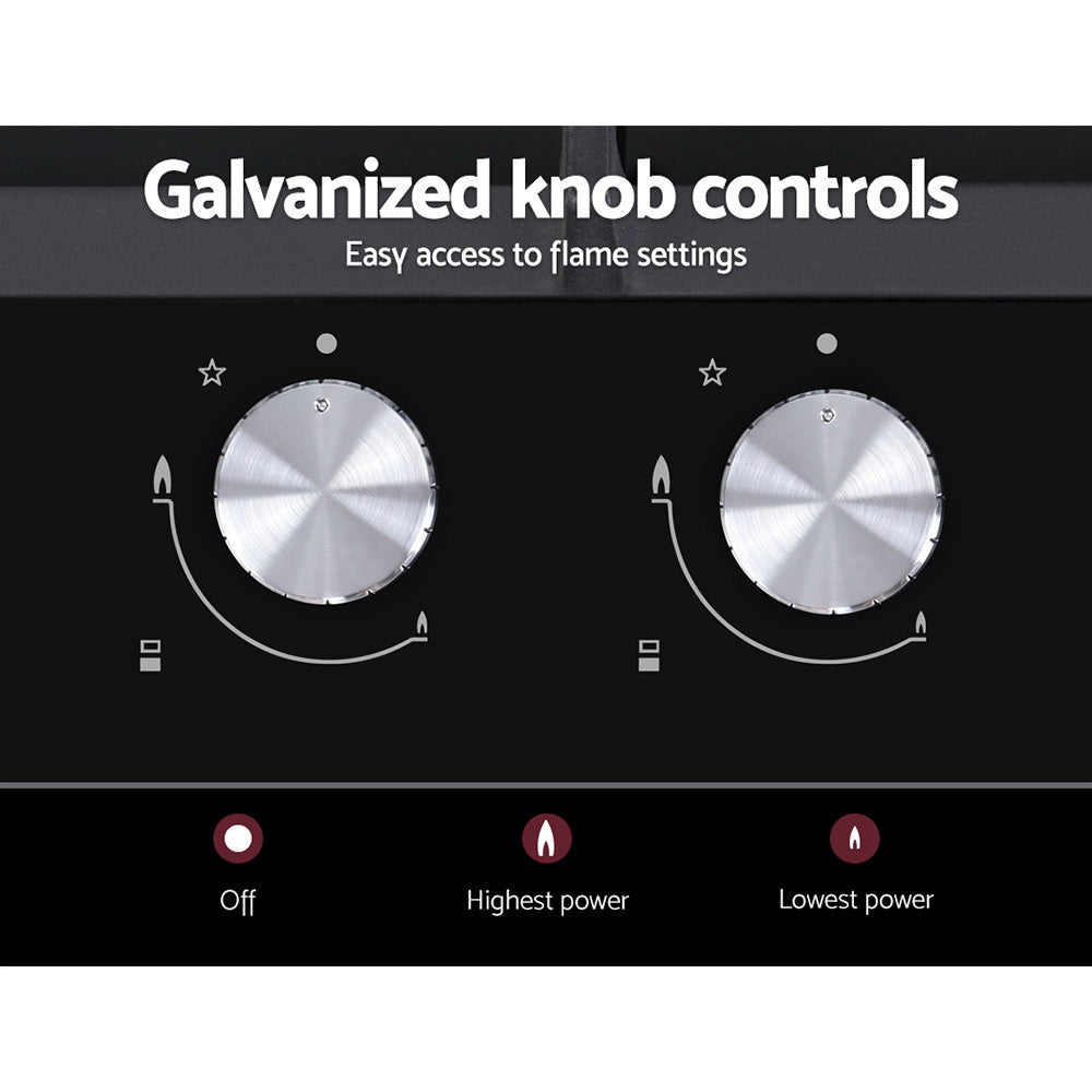 Devanti 30cm Gas Cooktop - 2 Burner Black