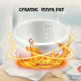 Ceramic inner pot with heating element and measurement markings
