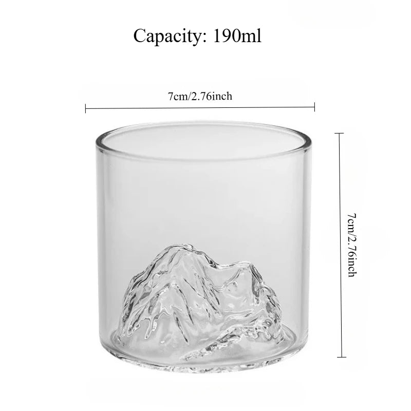 Japan 3D Mountain Whiskey Glass Glacier - Wooden Gift Box