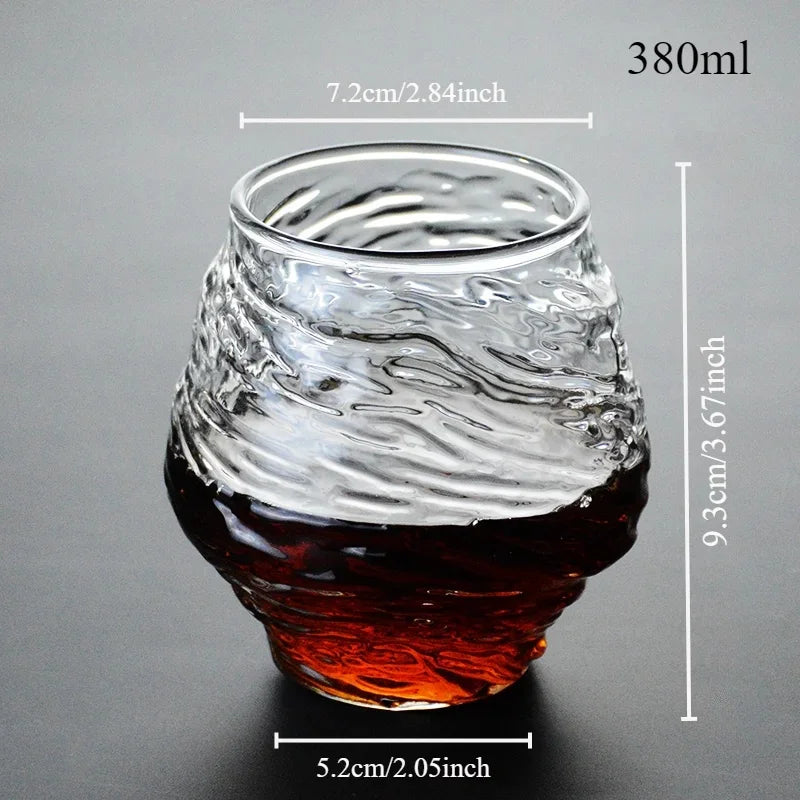Japan 3D Mountain Whiskey Glass Glacier - Wooden Gift Box