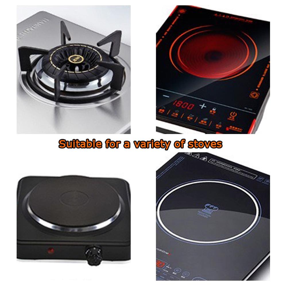 Collage of different stoves including a gas stove, electric cooktops, and an induction cooktop.