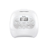 White rice cooker with digital display and control buttons on a white background
