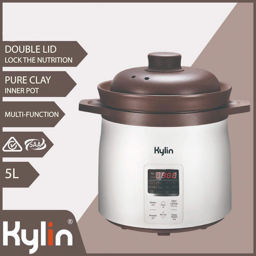 Kylin Electric Purple Clay Pot Slow Cooker 5L - K2021