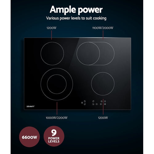 Devanti Electric Ceramic Cooktop 77cm - Kitchen Alliance - Appliances > Kitchen Appliances > Cooktops & Stoves - Kitchen Alliance