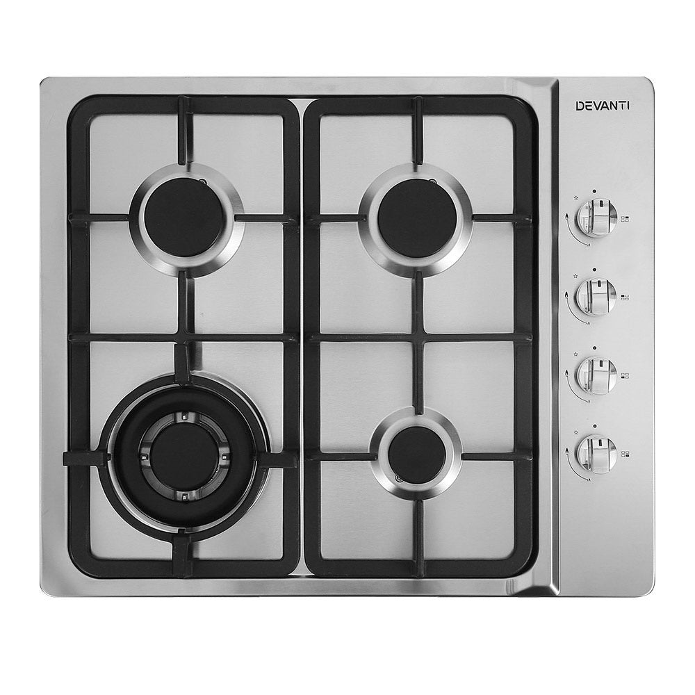 Devanti 60cm Gas Cooktop - Stove Hob Silvir