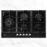 Devanti Gas Cooktop 90cm 5 Burner Black - Kitchen Alliance - Appliances > Kitchen Appliances > Cooktops & Stoves - Kitchen Alliance