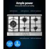 Devanti Gas Cooktop 90cm 5 Burner Silvir - Kitchen Alliance - Appliances > Kitchen Appliances > Cooktops & Stoves - Kitchen Alliance