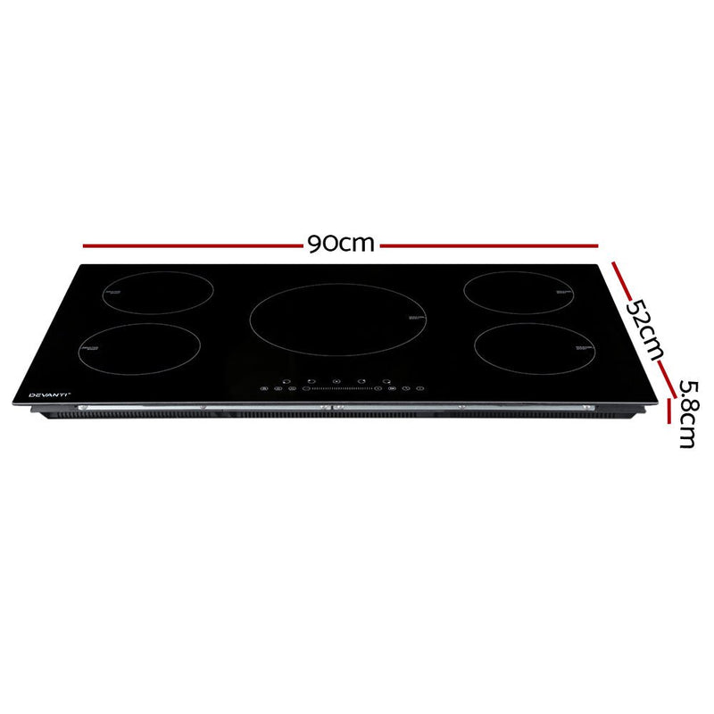 Devanti Induction Cooktop 90cm Electric Cooker - Kitchen Alliance - Appliances > Kitchen Appliances > Cooktops & Stoves - Kitchen Alliance